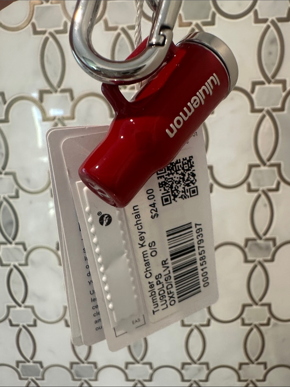 NWT Lululemon Oxford  Red Water Bottle Keychain